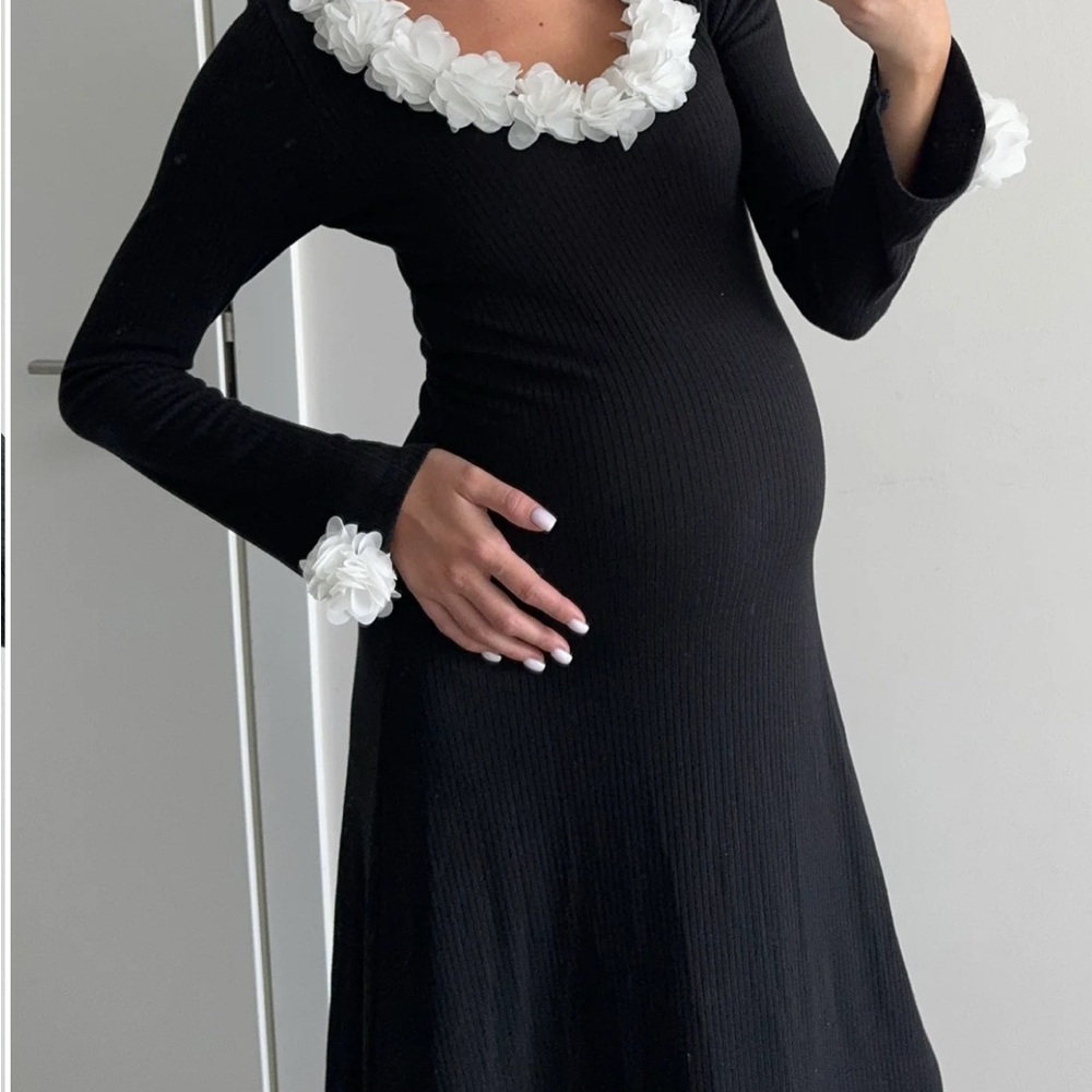 NothingFitsBut Elegant Black Dress with White Floral Accents